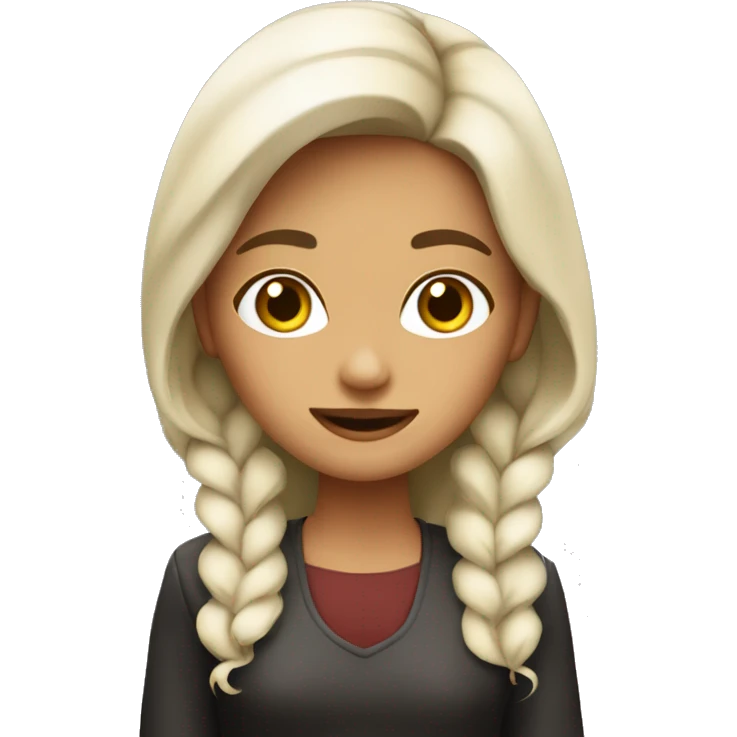 Niña con pelo cafe oscuro con piel blanca  emoji