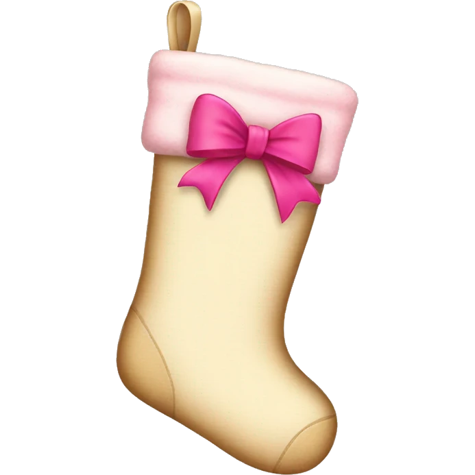 Beige Christmas stockings with pink bow on top emoji