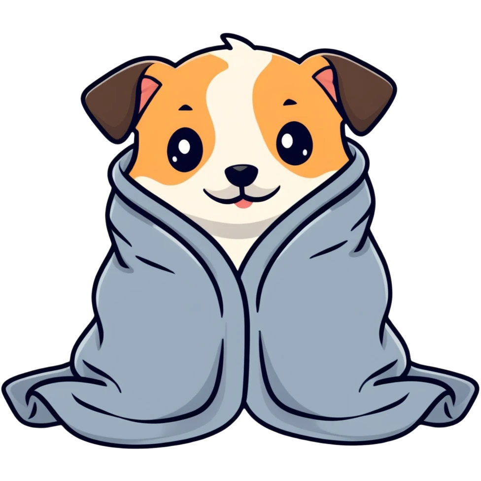 adorable puppy wrapped in a soft blanket emoji