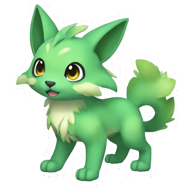 Cute cool green animal hybrid Fakemon full body emoji