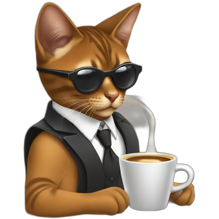 gangster-with-a-Abyssinian cat-gun-and-sunglasses-drinking-coffee emoji