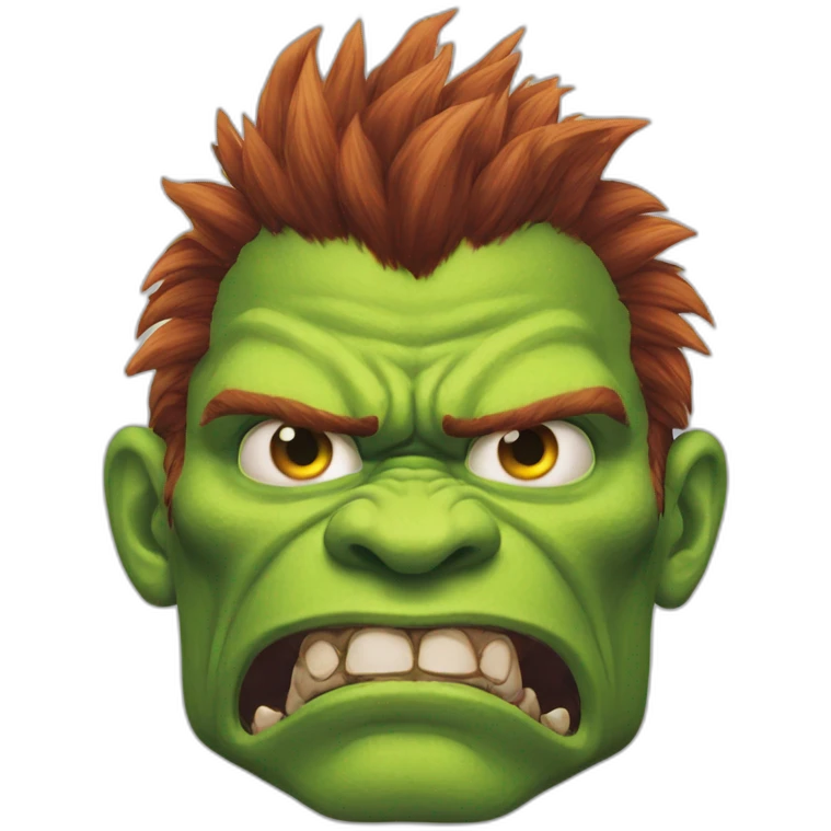 Blanka from street fighter with two heads emoji