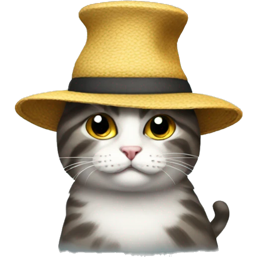generate cat with a weird hat emoji