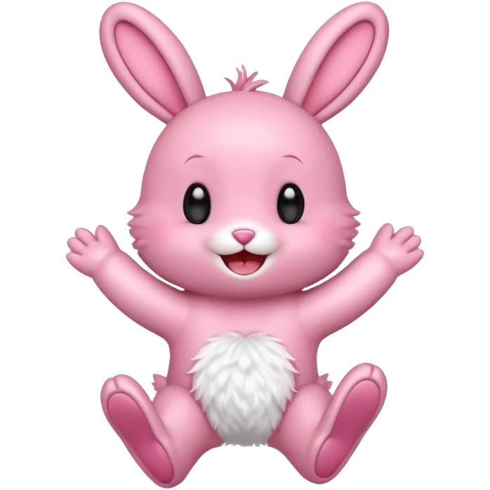 Exited pink bunny, kawaii chibi fluffy ears and body jumping of excitement  emoji
