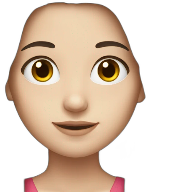 Brunette girl with long hair, white skin, Europe race, emoji