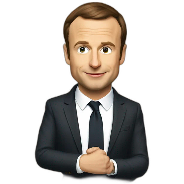 Macron qui embrasse élongation musk emoji