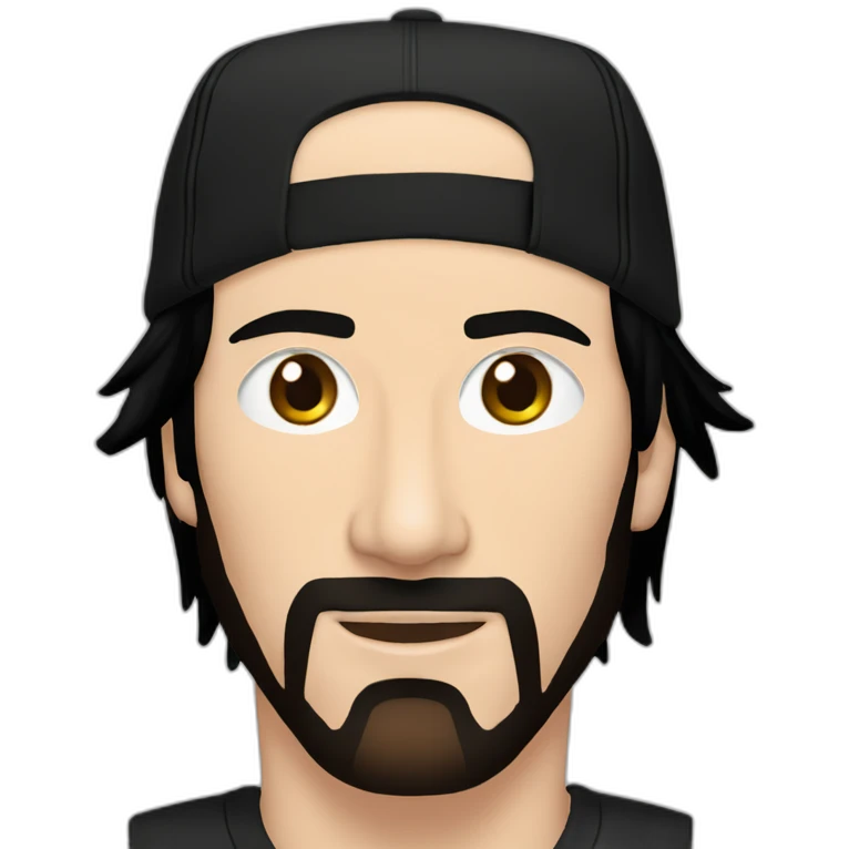 short haired keanu reeves with a black addidas cap emoji