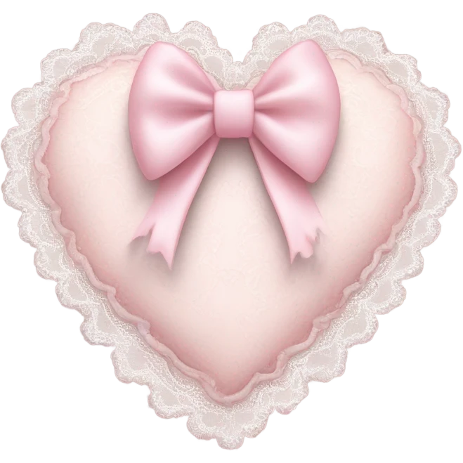 rococo Pastel pink heart with white bow with lace and frills  emoji