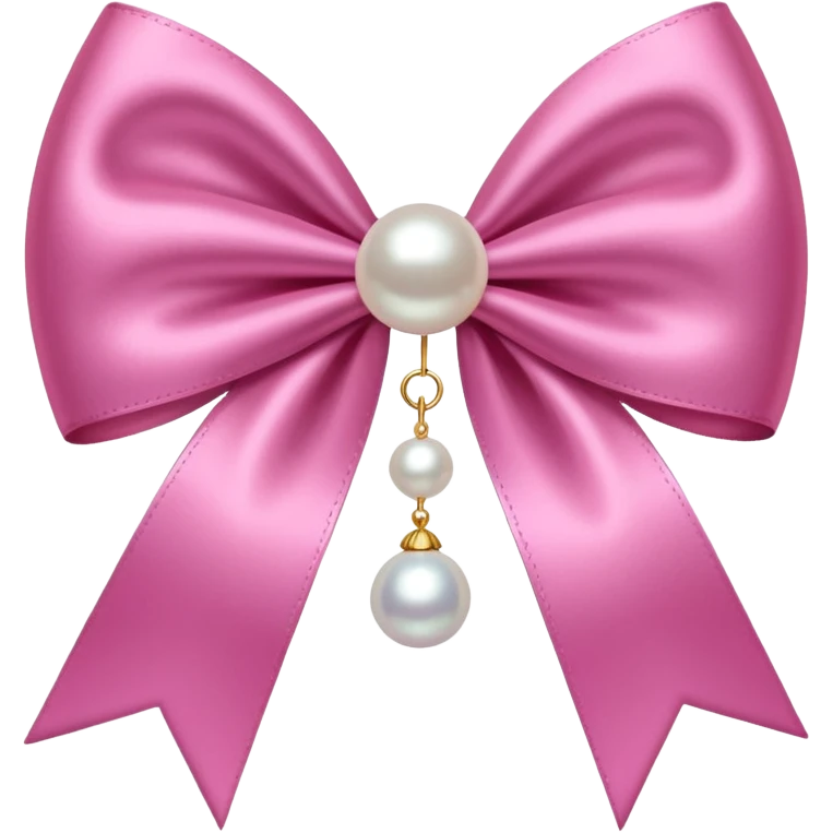 Pink bow with hanging pearl emoji