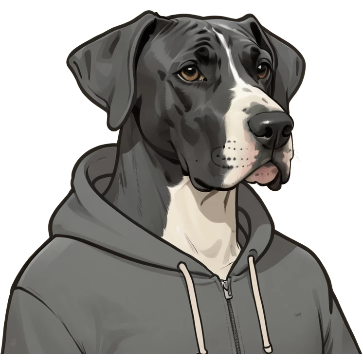 Great Dane wearing hoodie emoji