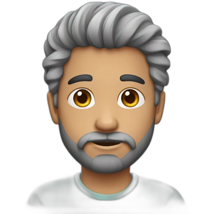 muchacho pelo gris con un pastel emoji