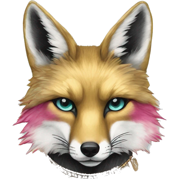 Dark black Beige cyan Pink magenta burgundy maroon cyan beige gray coyote fox black stripes wearing gold jewellery gold piercings gold gilded vintage watercolour tie dye black raven wings emoji