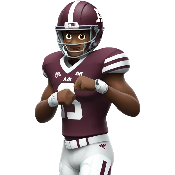 A&M football player doing horns down emoji