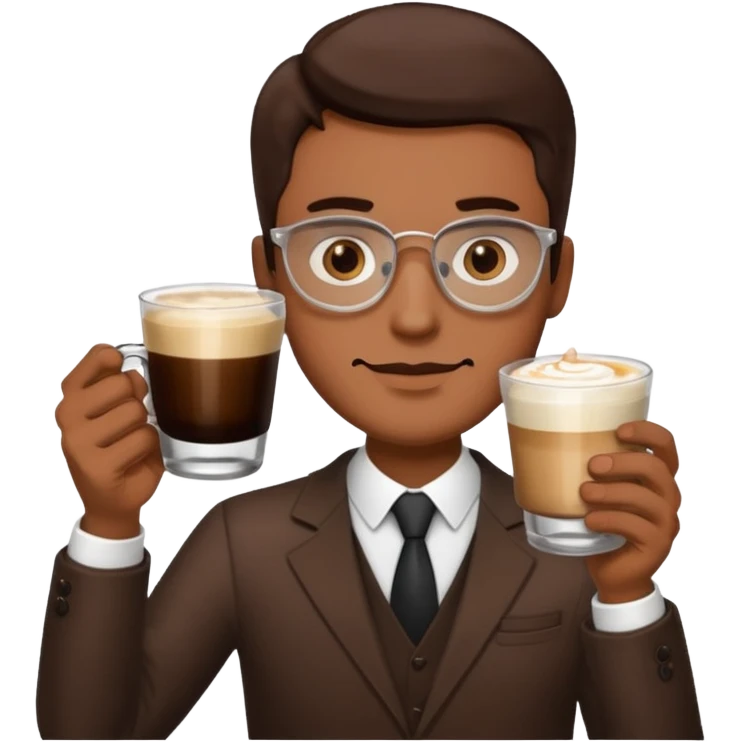 a man with two glasses of coffee emoji