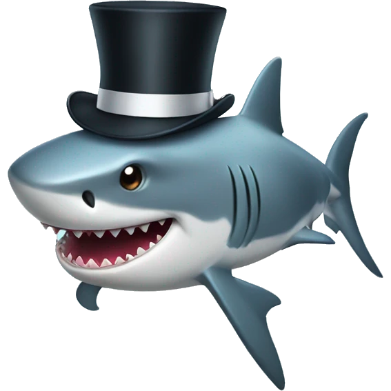 Shark with a top hat emoji