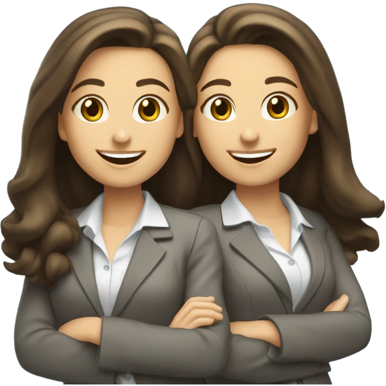 businesswoman two caucasian brunette girls celebrating emoji