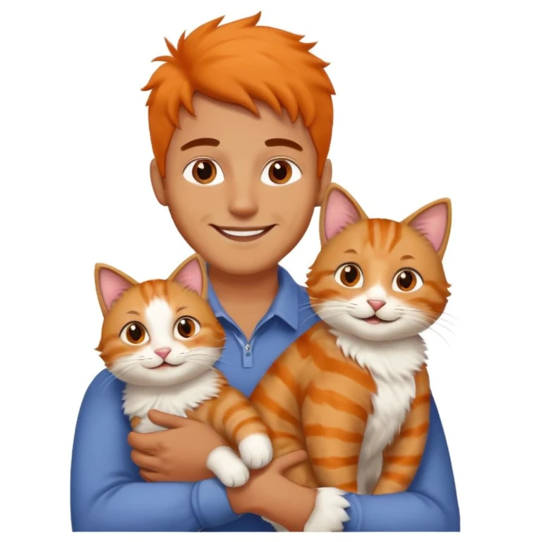 Happy man with cat on shoulder  emoji