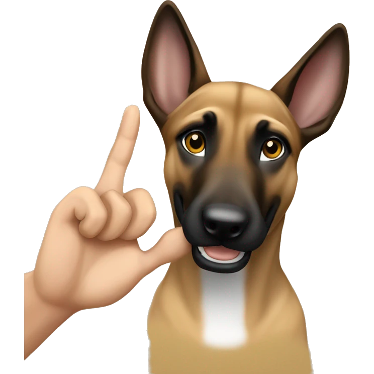 malinois say hello with hand emoji