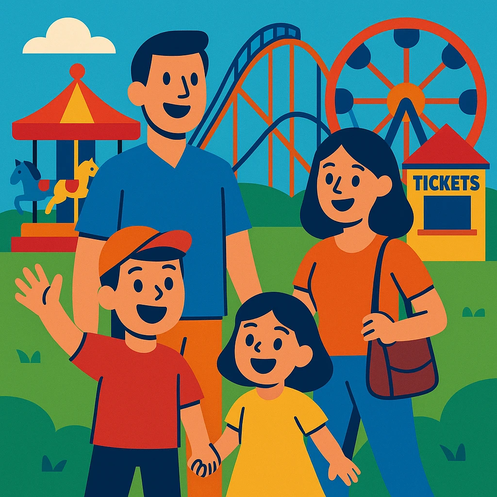 family at an amusement park emoji