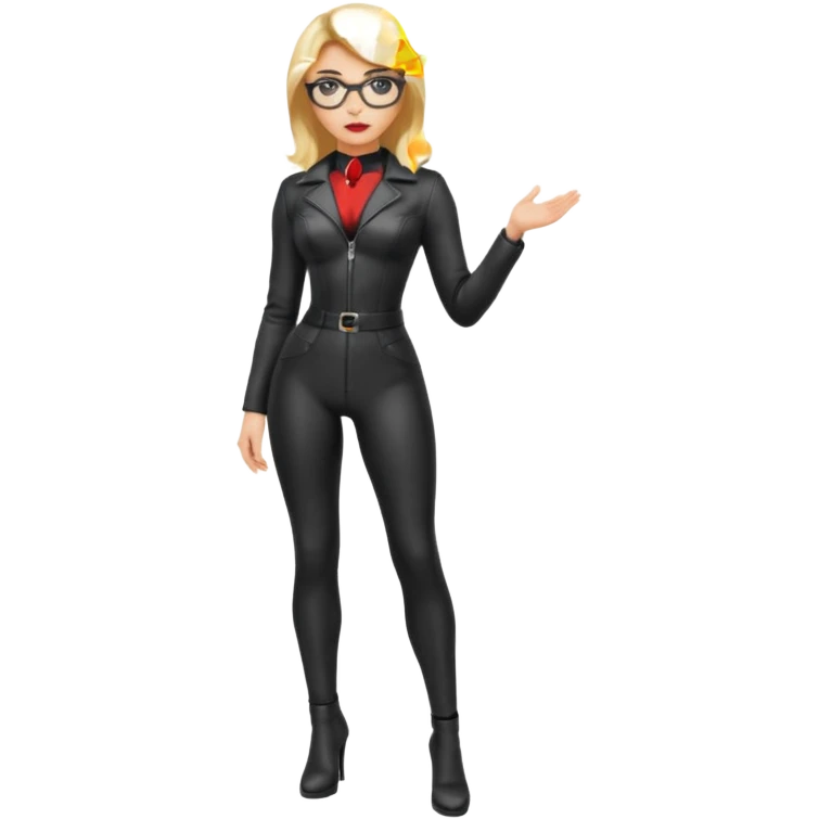  Dominatrix blonde hair and glasses full body emoji