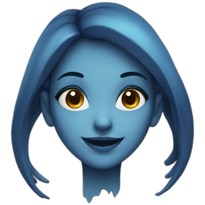 girl face witch smile, blue skin emoji