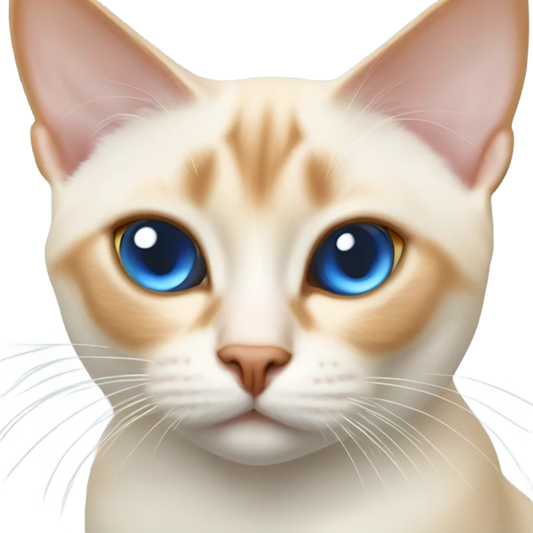 fat flame point Siamese, white fur with orange accents and blue eyes ￼ emoji