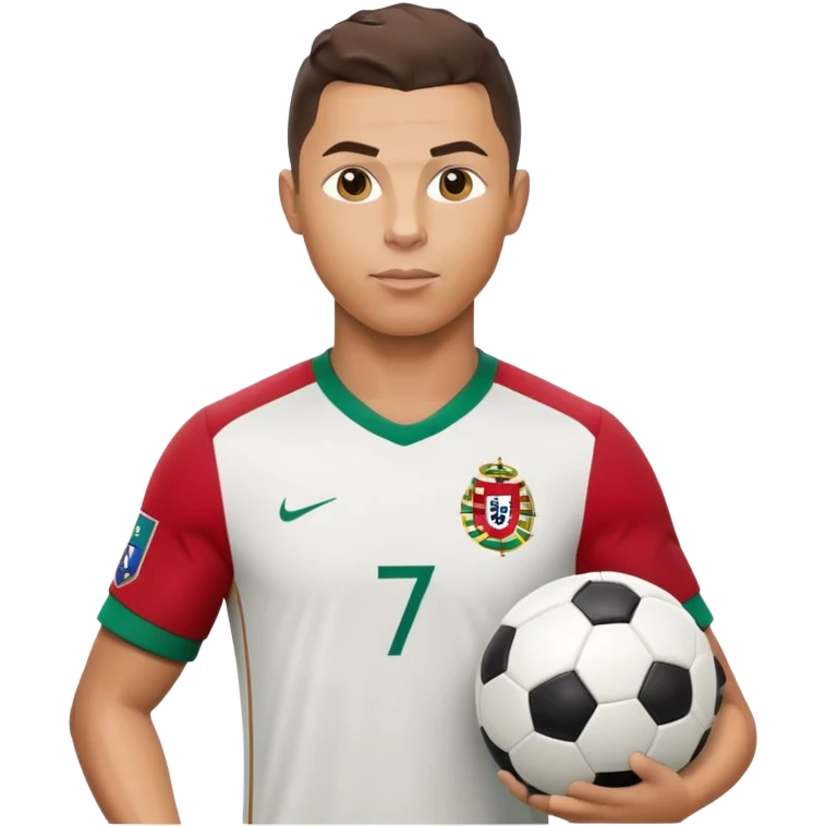 Ronaldo with soccer ball and Portugal jersey emoji