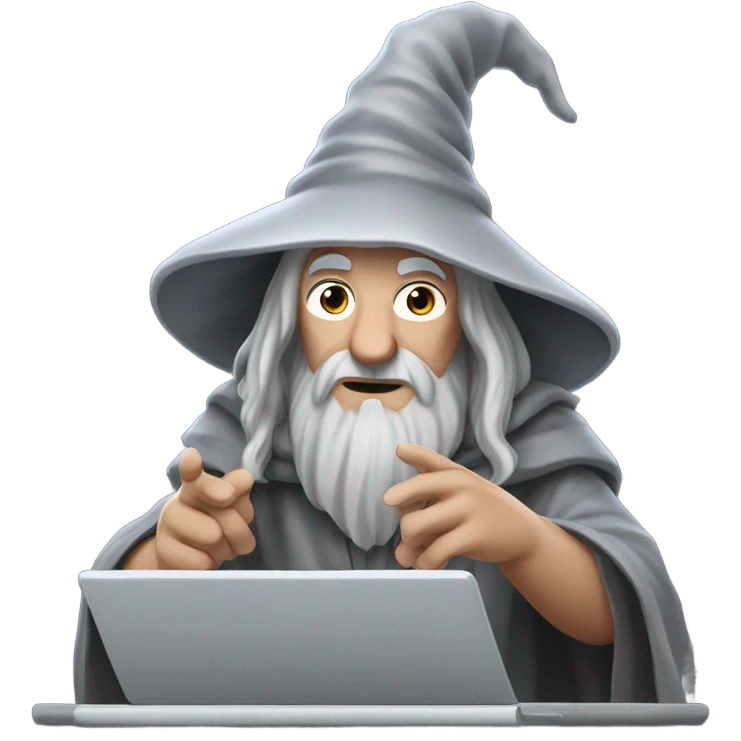 gandalf the wizard using laptop emoji