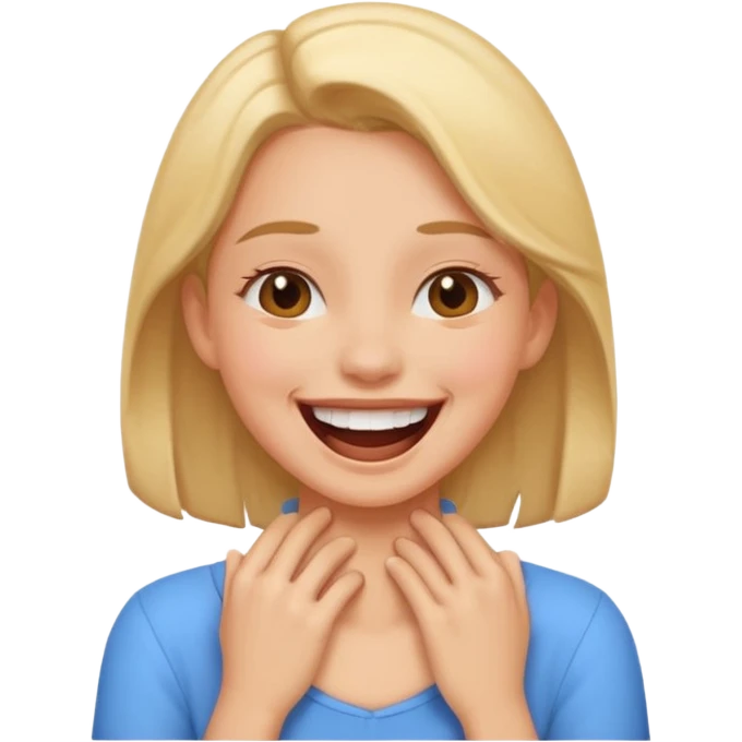 girl laughing and holding her neck emoji
