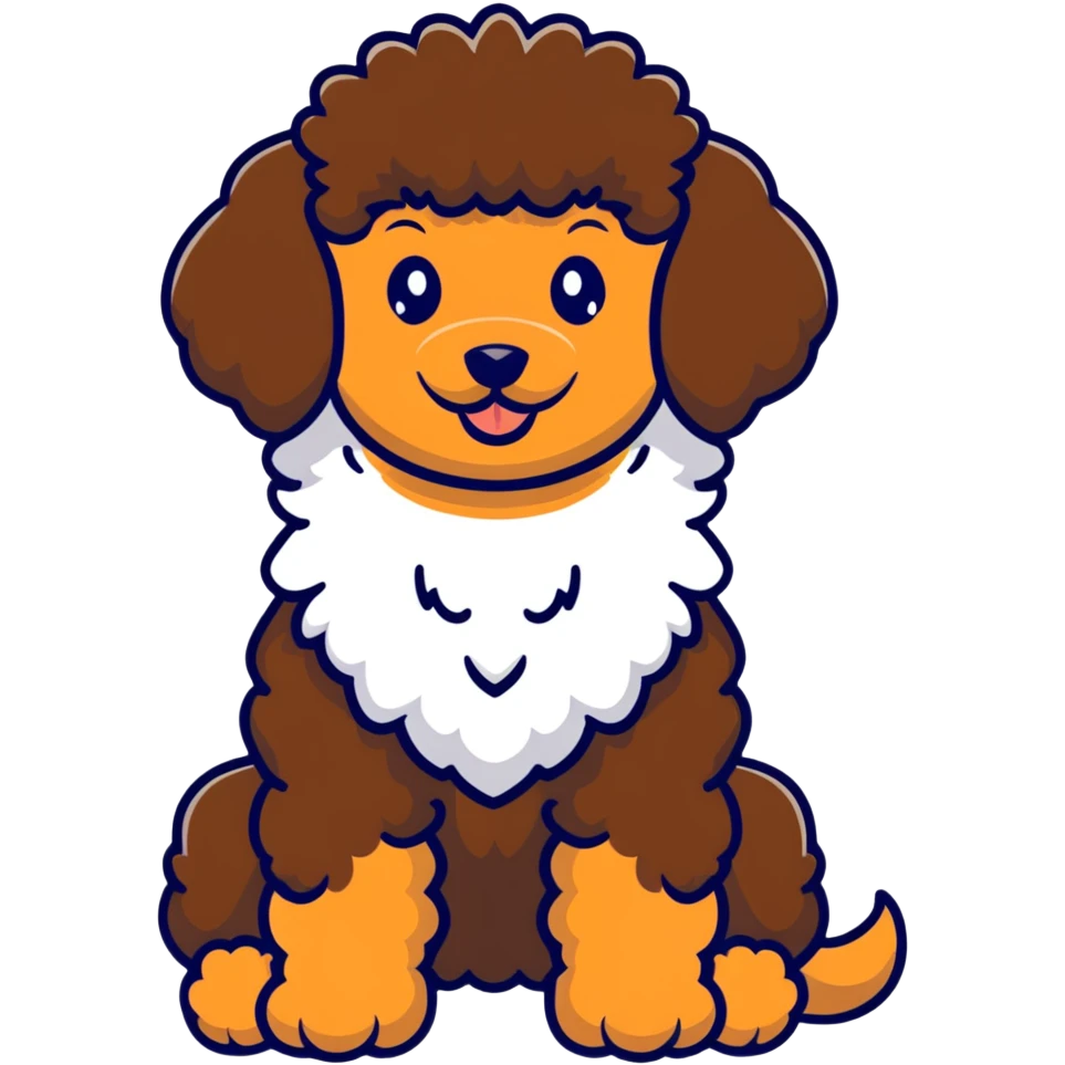 Brown poodle with white emoji