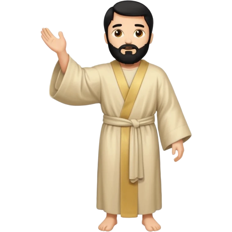 fullbody, head-to-toe, Jesus's apostle Thomas, black hair and black beard, both arms down, normal emoji style, facing left emoji