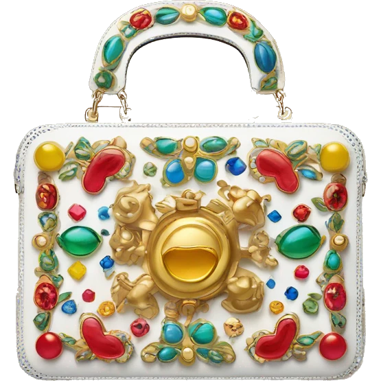 Dolce and Gabbana box bag with colourful ornament and golden detais  emoji