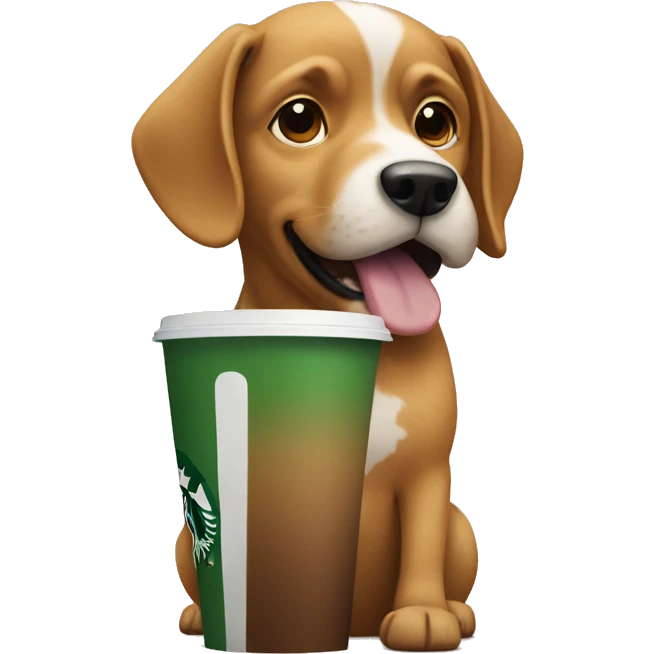 dog with starbucks emoji