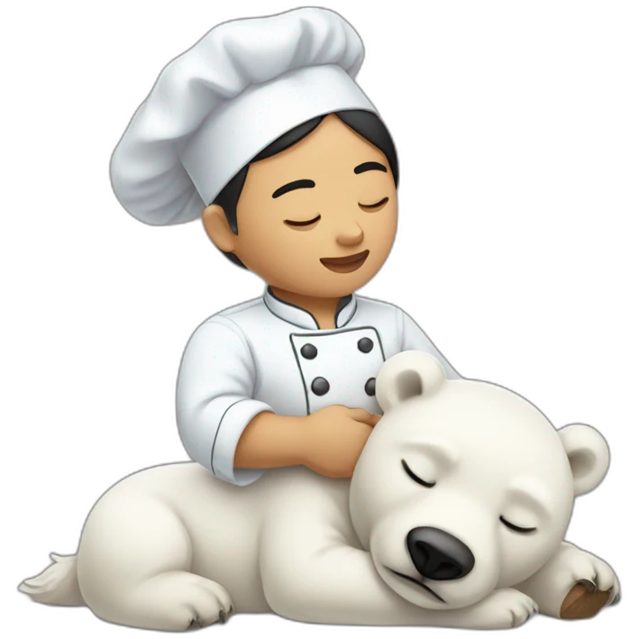 Man Chef filipina black with baby polar bear sleeping to back him emoji