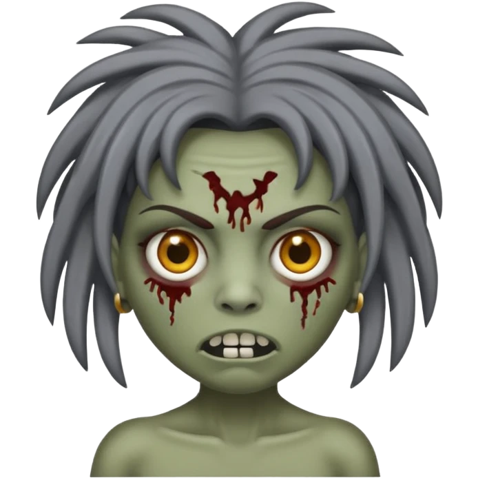 faça uma garota zumbi com cabelos acima dos ombros da cor castanhos escuros e com franja curta emoji