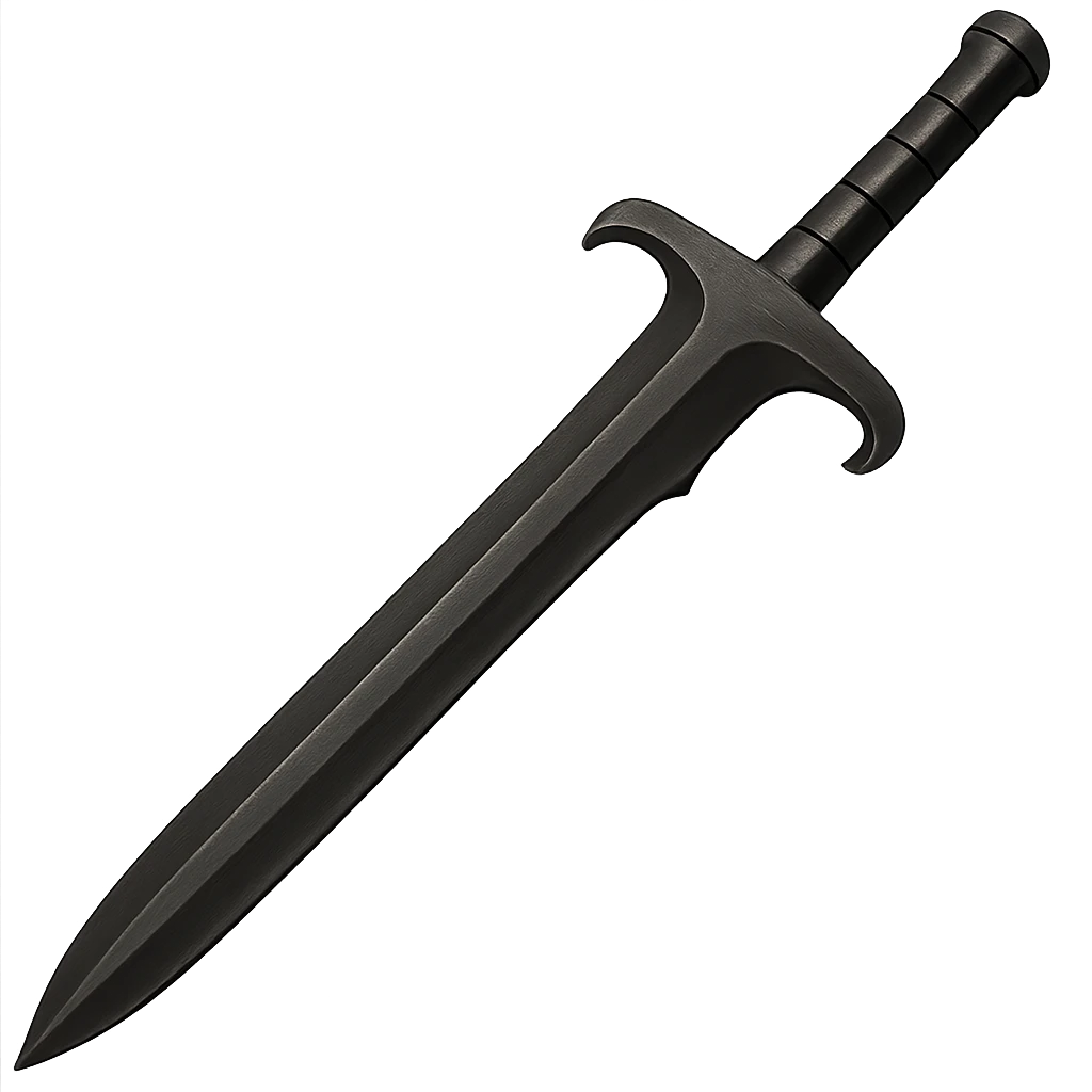 Make this steel 2h sword 10% darker, keep it crisp, shiny, and slightly fancier than iron, realistic metallic steel, emoji style, transparent background. emoji