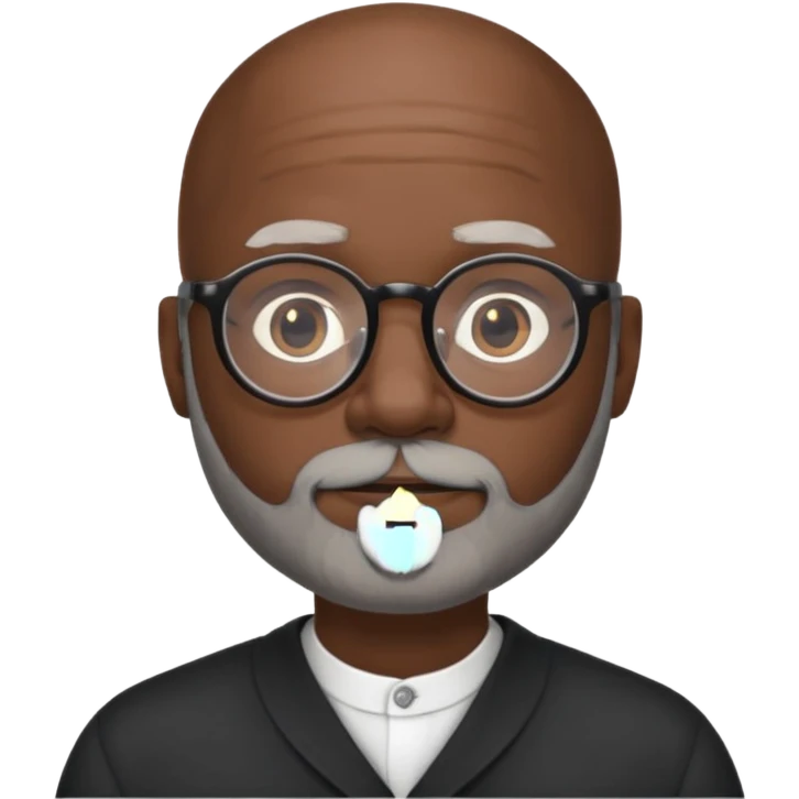 African american male, bald, gray beard. Round face, glasses emoji