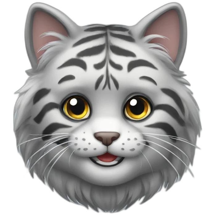 fluffy grey tiger cat emoji
