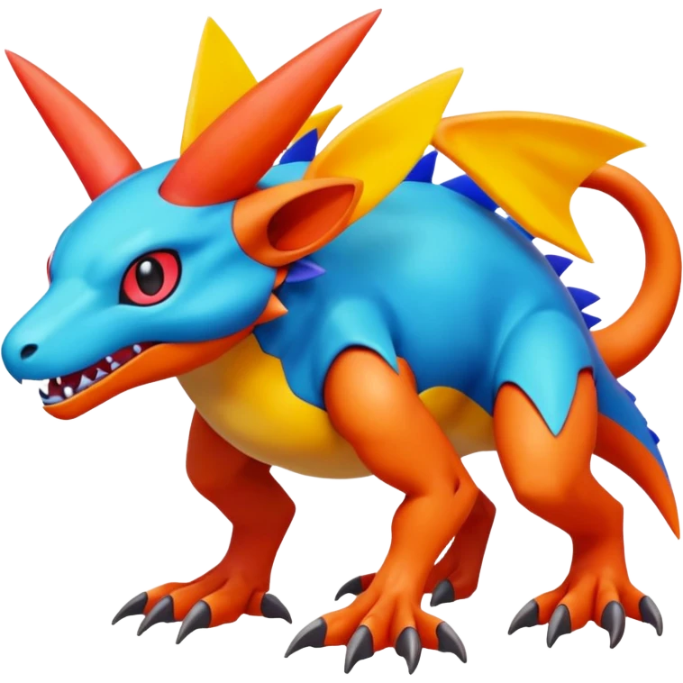  colorful modern Fakémon-Pokémon-Digimon-Vernid-creature (full body) emoji