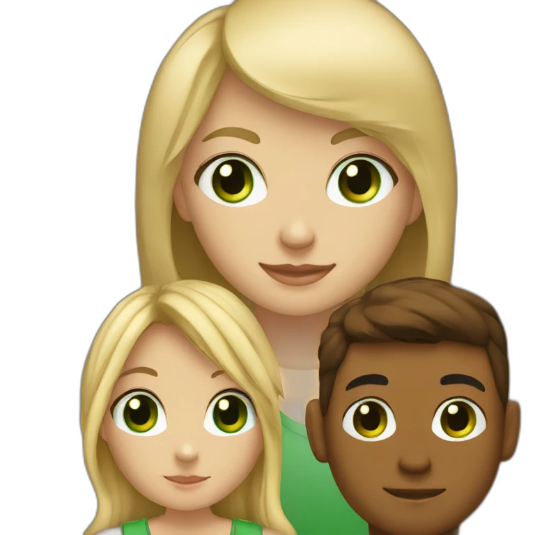 blonde girl with tan skin and green eyes and boy with brown hair and hazel eyes emoji