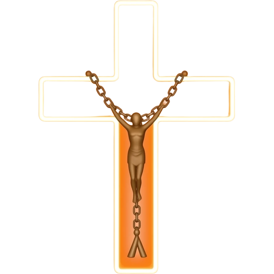 cruz sagrada Bright Orange SPECN-AL1-BRI neon brilhante com rosário Bright Orange SPECN-AL1-BRI neon  brilhante sem pessoa pendurada emoji