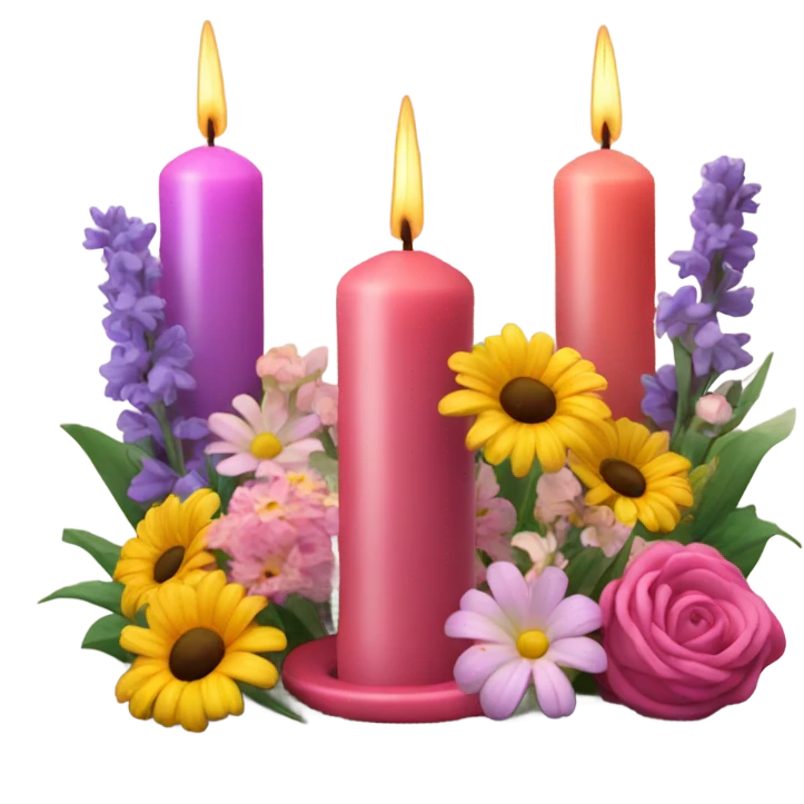 Wax candles with flowers emoji