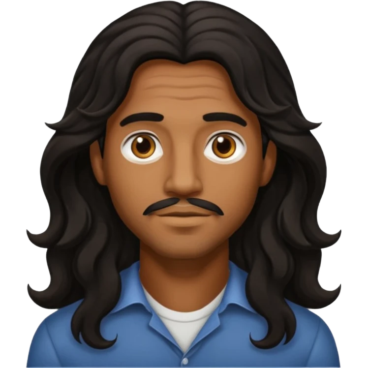 Männlich, lange gewellte schwarze Haare, braune Haut  emoji