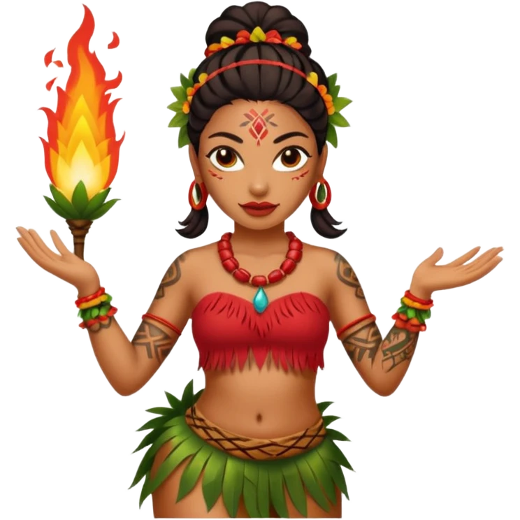 hawaiian female fire dancer with tattoos emoji