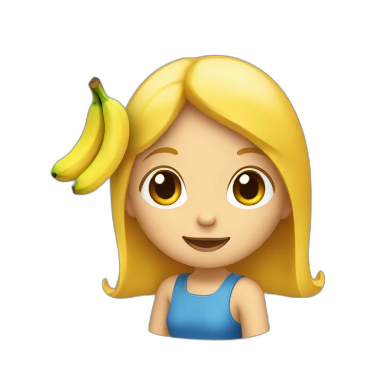 Une fille chatin avec une banane emoji