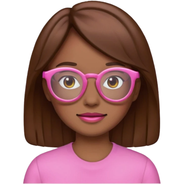 create a emoji of my friend camilla: she wears glassess and she has brown hair (don't make it yellow but pink) emoji