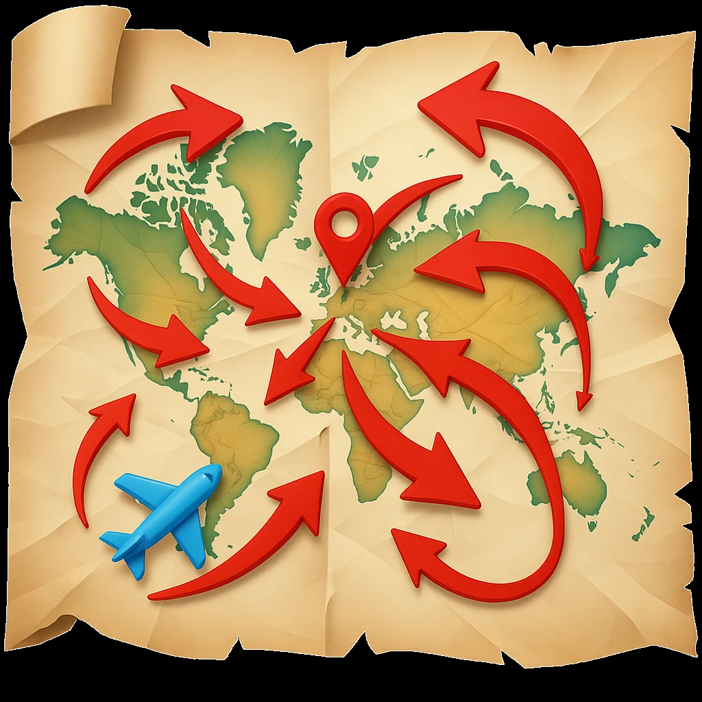 Add bold red arrows to the map, indicating an upcoming offensive attack strategy. Keep the emoji style and all original details. emoji