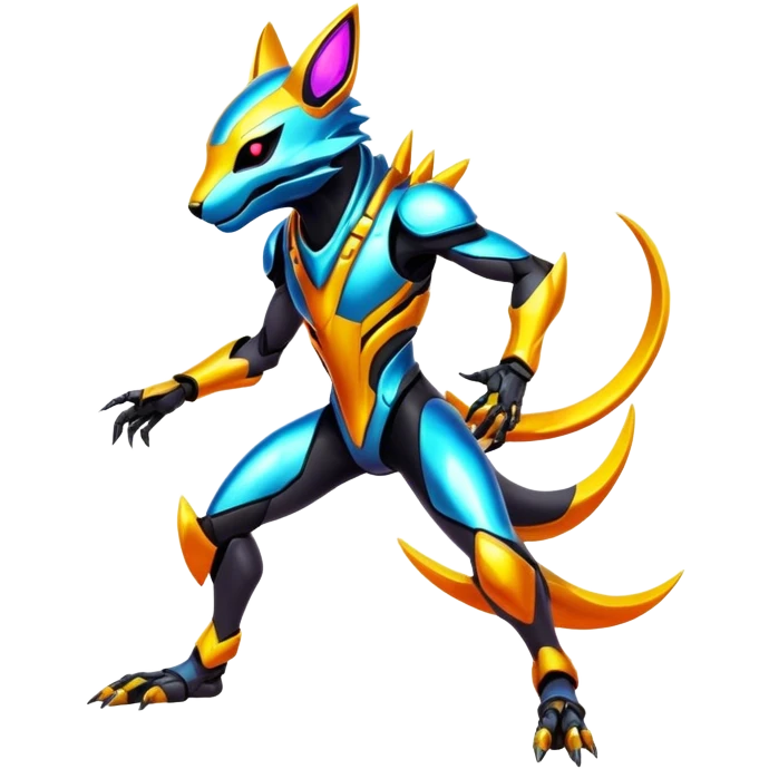 Shiny Epic Edgy Cool Colorful Vibrant Modern Vernid-Protogen-creature-animal, full body emoji