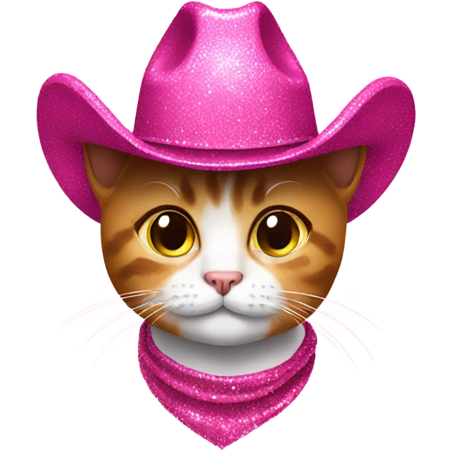Cat with pink glitter cowboy hat emoji