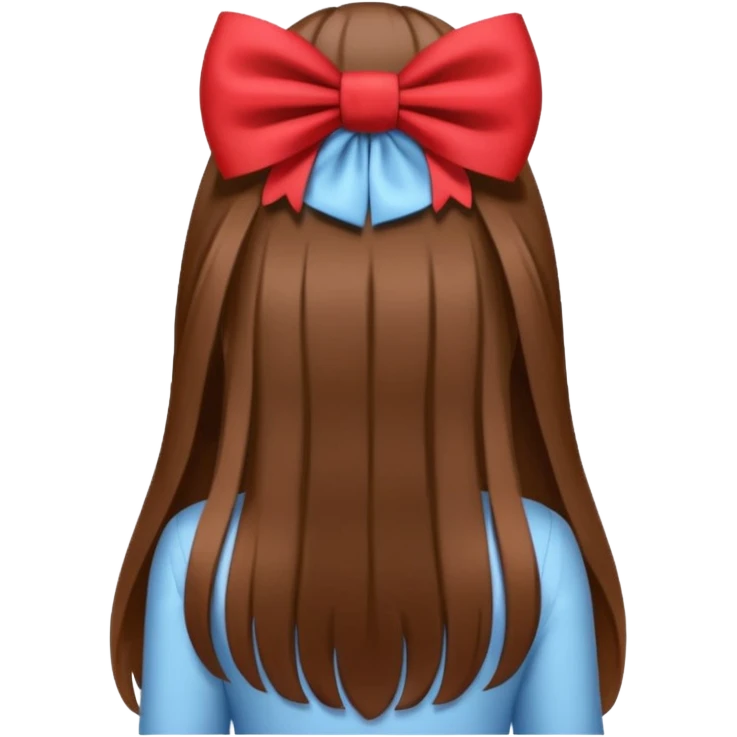 girl from behind with long brown hair with bow c emoji